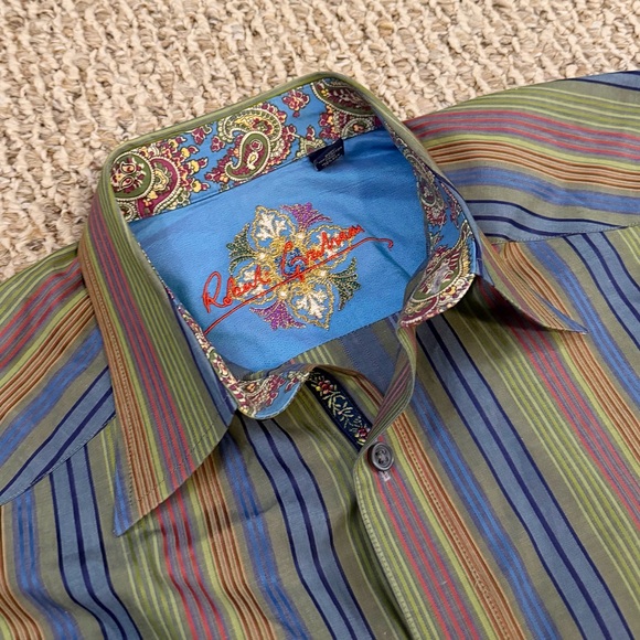 LIKE NEW Robert Graham Men’s Multicolored Flip Cuff Dress Shirt - Picture 3 of 6